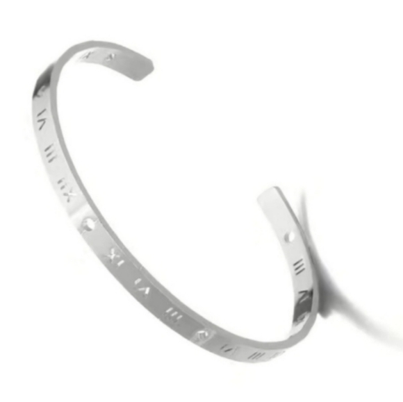 GOLD Plated Roman Numerals Cuff Stackable Bracelet NEW in package - Picture 7 of 12